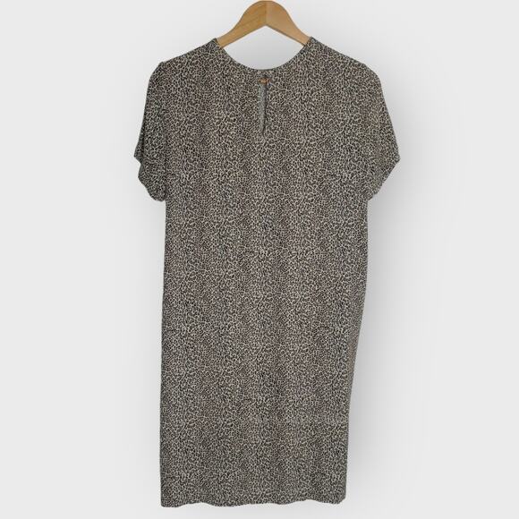 Jenni Kayne Leopard T-Shirt Dress | Medium | Brown Short Sleeve Cottage Coastal - Picture 7 of 10